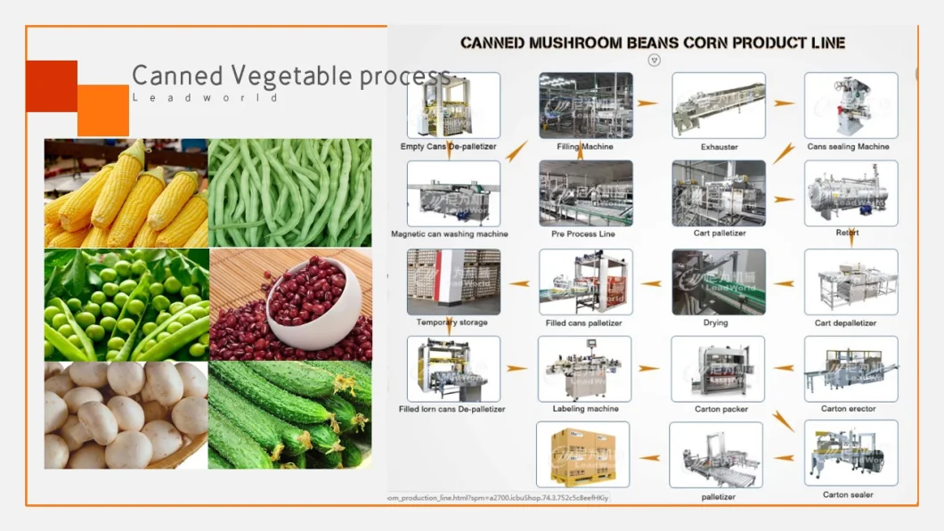 Canned Food Cucumber/Mushroom/Corn Seed/Corn/Gherkins/Pickle/Vegetable/Pepper/Red Beans Canned Food Production Line in Tin Packing