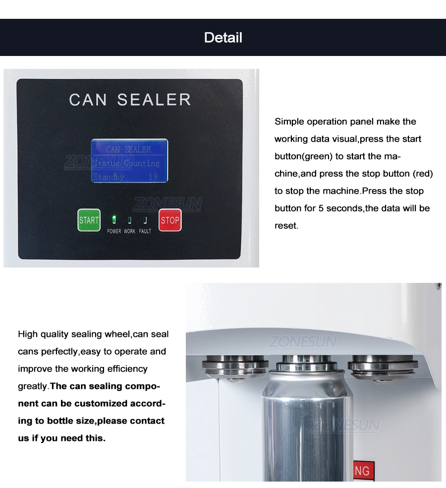 Zonesun Zs-Fk168 Seaming Aluminum Tin Beer Ring-Pull Cans Automatic Plastic Bottle Cap Induction Can Sealing Machine