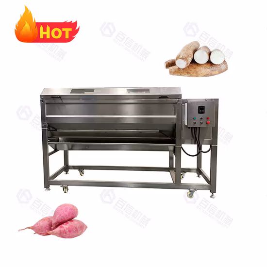 Factory Price Fruit Vegetable Brush Washing Equipment Cassava Cleaning Ginger Washer Industrial Potato Peeling Machine