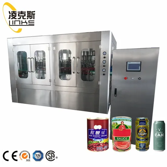 Complete Automatic Auto Beverage Carbonated Liquid Jerry Can Beer Can Seaming Capping Filler Machinery Can Filling Machine 